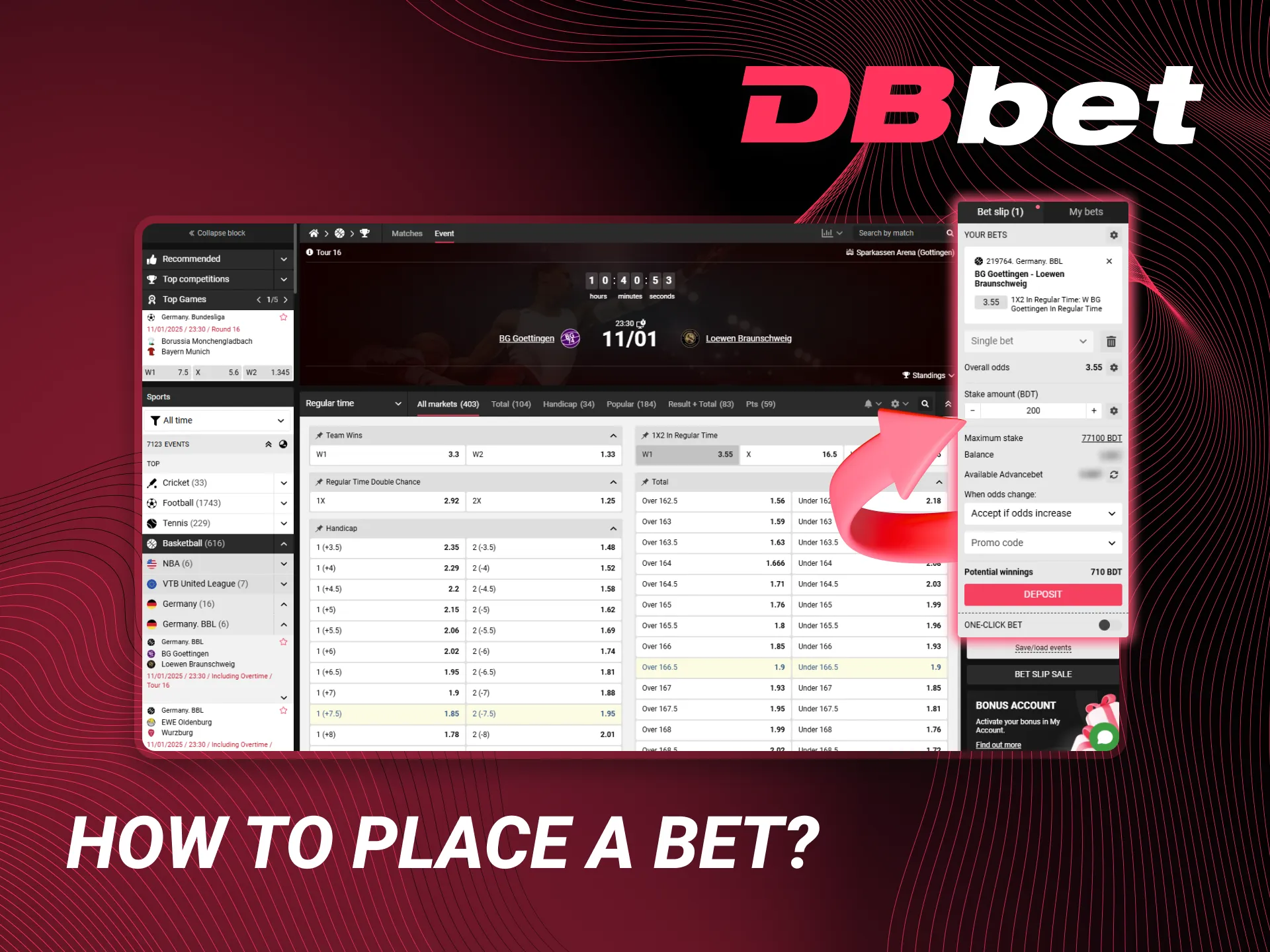 Learn how to place a bet at DBbet.