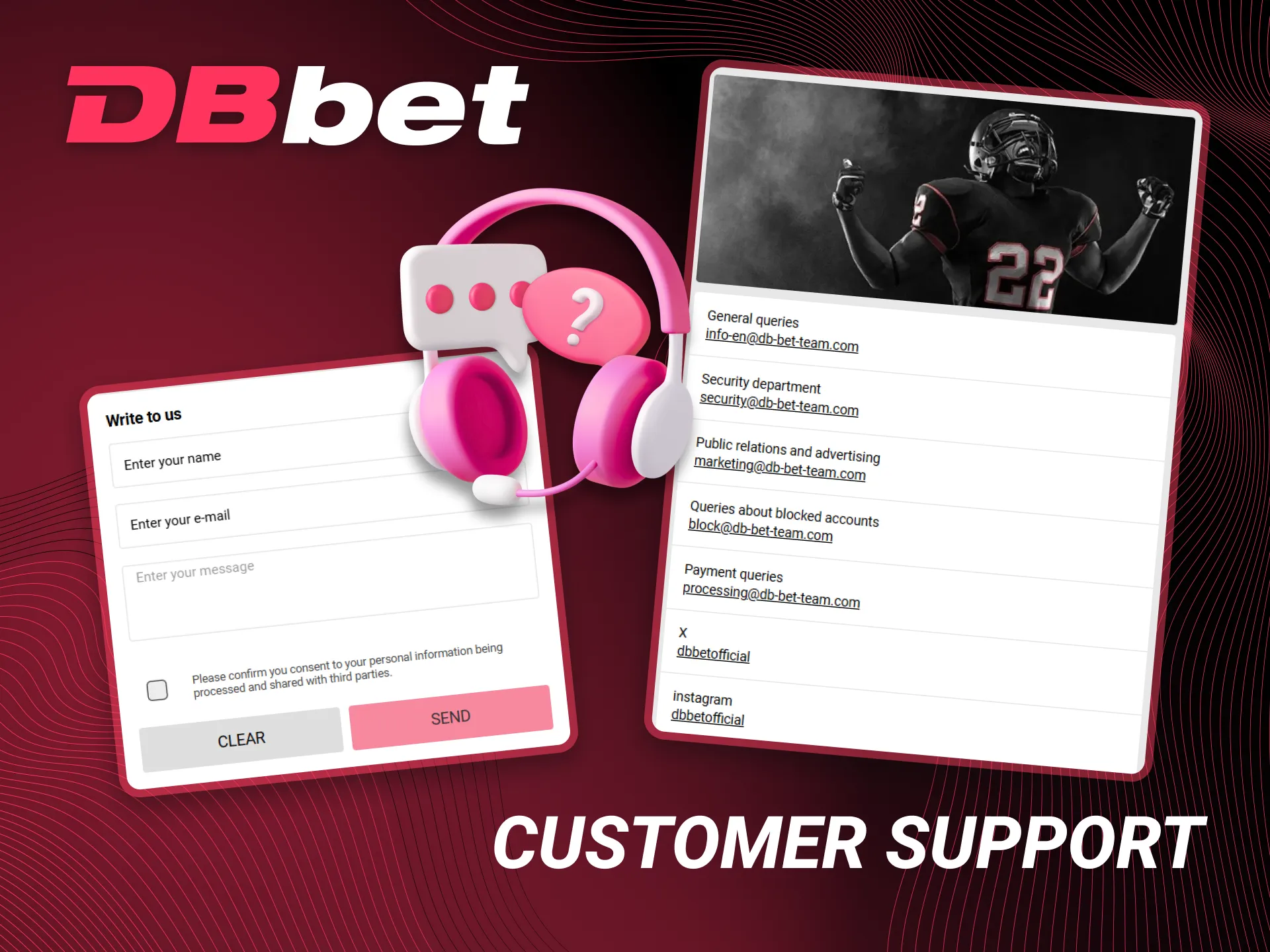 There are several ways to contact the DBbet support team.