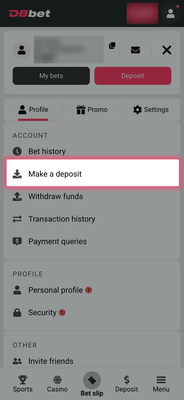 Manage your money quickly through the DBbet Cashier.